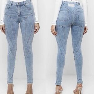 Maniere De Voir Contour Seam Skinny Jeans Women's Size 10 Edgy Moto Punk